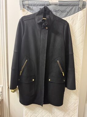 Tahari Black Trench Coat with Gold Hardware